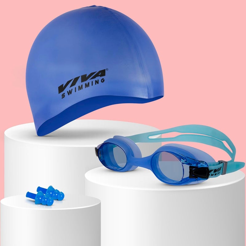 VIVA SWIMMING Combo 704 Swimming Goggles & Swimming Cap, 2 Ear Plug Swimming Kit - Image 5